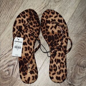Express Brown Sandals with Leopard Print